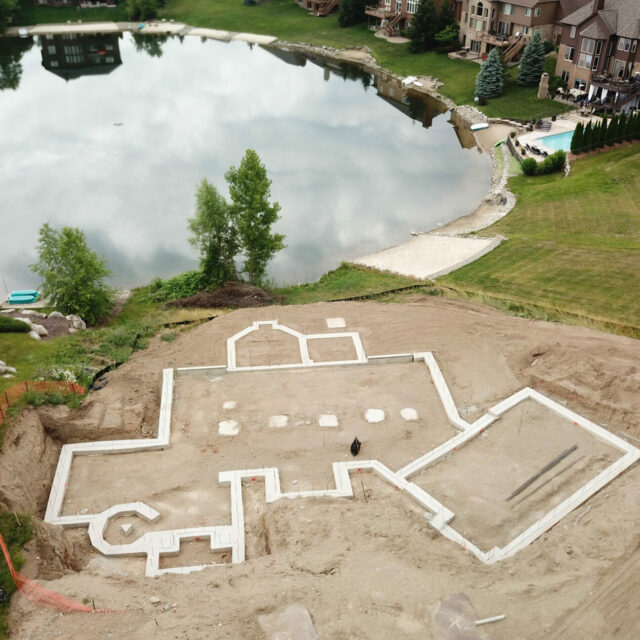 Aerial_Footings_for_poured_wall_Northville